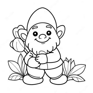 Pagina Da Colorare Del Felice Gnomo Di San Valentino Con Fiori 81081 22882