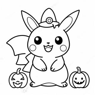 Pagina Da Colorare Di Pikachu Carino Per Halloween Con Zucca 81415-23137