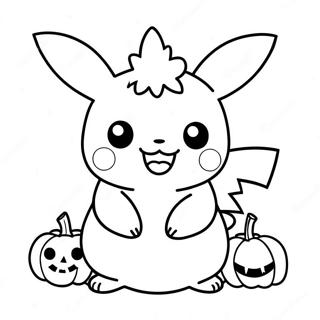 Pagina Da Colorare Di Pikachu Carino Per Halloween Con Zucca 81415-23138