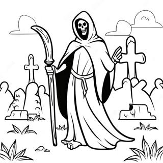 Pagina Da Colorare Del Grim Reaper In Un Cimitero 81855-23485