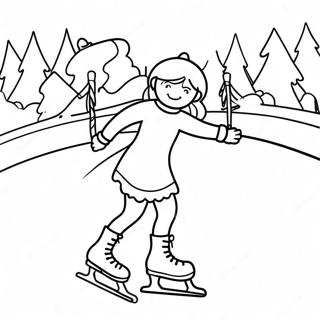 Pagina Da Colorare Di Pattinaggio Su Ghiaccio In Un Paese Delle Meraviglie Invernale 82498 24016