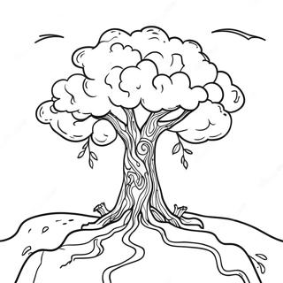 Pagina Da Colorare Dellalbero Solitario In Un Cielo Tempestoso 83370-24694