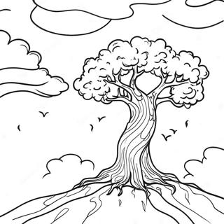 Pagina Da Colorare Dellalbero Solitario In Un Cielo Tempestoso 83370-24696