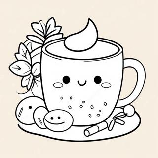 Pagina Da Colorare Della Cioccolata Calda Festiva Con Marshmallow 84367-25474