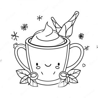 Pagina Da Colorare Della Cioccolata Calda Festiva Con Marshmallow 84367-25475