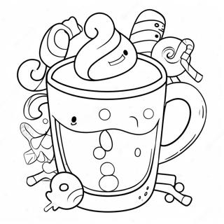 Pagina Da Colorare Della Cioccolata Calda Fantasiosa Con Bastoncini Di Zucchero 84368-25480