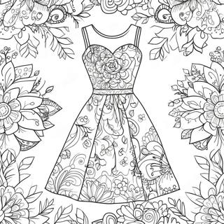 Pagina Da Colorare Di Un Vestito Con Motivo Floreale 84472-25557