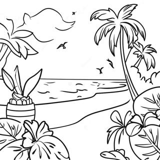 Pagina Da Colorare Della Scena Tropicale Del Luau 84675-25710