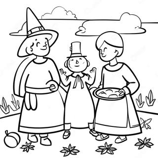 Pagina Da Colorare Della Scena Del Pellegrino Del Ringraziamento 85958-26801