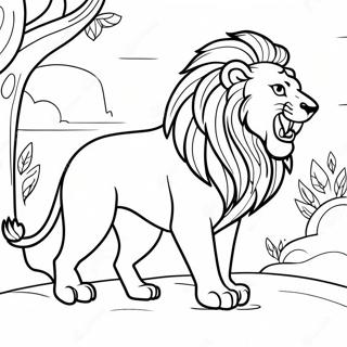 Pagina Da Colorare Di Un Leone Maestoso Che Ruggisce 86491-27236