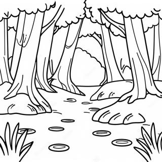 Pagina Da Colorare Di Paesaggio Di Foresta Lussureggiante 86803 27461