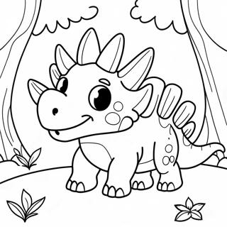 Pagina Da Colorare Del Triceratopo Colorato Nella Foresta 87802-28235