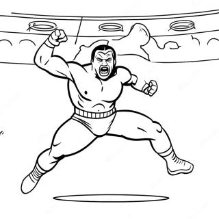 Disegno Da Colorare Wwe 3d Con Wrestler Che Salta Sullavversario 87954 28526