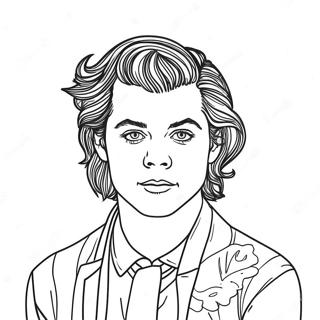 Pagina Da Colorare Di Harry Styles Con Un Fan 88341-28833