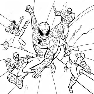 Pagina Da Colorare Di Spider Man Che Combatte I Cattivi 88393-28873
