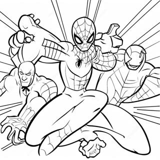 Pagina Da Colorare Di Spider Man Che Combatte I Cattivi 88393-28874