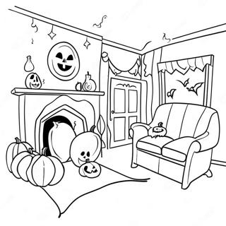 Pagina Da Colorare Di Stanza Di Halloween Spettrale 88832-29215