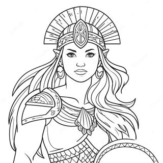 Pagina Da Colorare Della Dea Guerriera Con Scudo 89294-29565