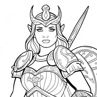 Pagina Da Colorare Della Dea Guerriera Con Scudo 89294-29566