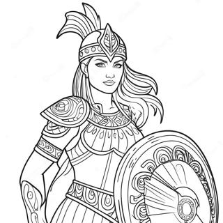 Pagina Da Colorare Della Dea Guerriera Con Scudo 89294-29567