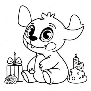 Carino Stitch Alla Festa Di Compleanno Pagina Da Colorare 89549-29757