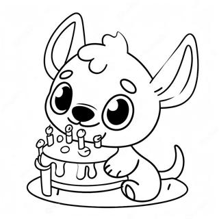 Carino Stitch Alla Festa Di Compleanno Pagina Da Colorare 89549-29758