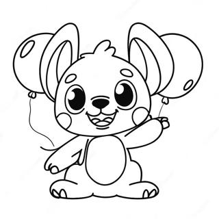 Stitch Felice Con Palloncini Pagina Da Colorare 89550 29763