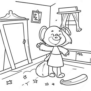 Pagina Da Colorare Della Stanza Colorata Sulla Scopa 90354-30392