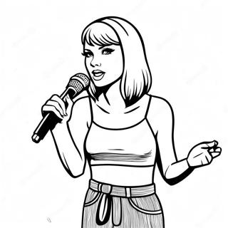 Pagina Da Colorare Di Taylor Swift Con Un Microfono 90943-30837
