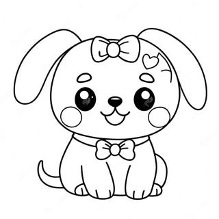 Pagina Da Colorare Del Carino Cane Kawaii Con Fiocco 91914-31665