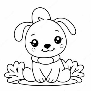 Pagina Da Colorare Del Carino Cane Kawaii Con Fiocco 91914-31666