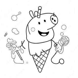 Pagina Da Colorare Di Peppa Pig Con Cono Gelato Colorato 92246-31926