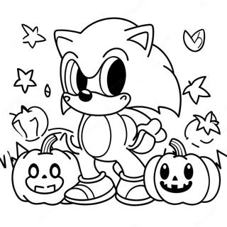 Pagina Da Colorare Di Sonic Con Le Zucche Di Halloween 93535 32932