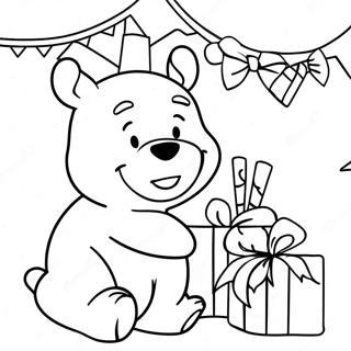 Pagina Da Colorare Winnie The Pooh Festoso Con Regali 94022-33306