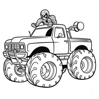 Pagina Da Colorare Di Spiderman Che Guida Un Gigante Monster Truck 94074-33345