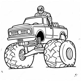 Pagina Da Colorare Di Spiderman Che Guida Un Gigante Monster Truck 94074-33346