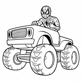 Pagina Da Colorare Di Spiderman In Un Colorato Monster Truck 94075-33350