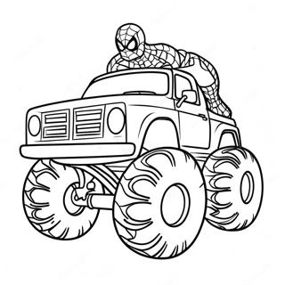 Pagina Da Colorare Di Spiderman In Un Colorato Monster Truck 94075-33351