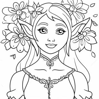 Pagina Da Colorare Elfo Realistico Elegante Con Fiori 94205-33449