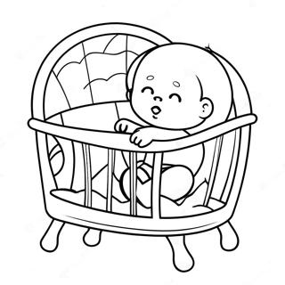 Pagina Da Colorare Di Un Adorabile Bambino Nella Culla 94282-33584