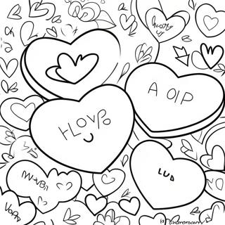 Pagina Da Colorare Con Cuori Di Conversazione Colorati 94592-33805