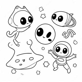 Pagina Da Colorare Di Caratteri Alieni Carini Nello Spazio 95058 34314