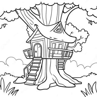 Pagina Da Colorare Della Casa Sullalbero Fantastica Nel Bosco 96052-35122