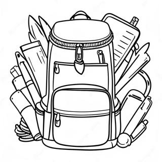 Pagina Da Colorare Dello Zaino Avventuroso Con Forniture 96930-35975