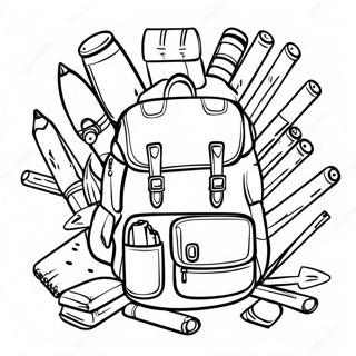 Pagina Da Colorare Dello Zaino Avventuroso Con Forniture 96930-35976