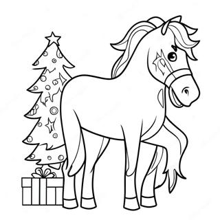 Pagina Da Colorare Di Cavallo Con Albero Di Natale 97417-36350
