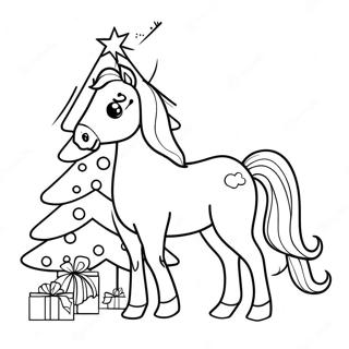 Pagina Da Colorare Di Cavallo Con Albero Di Natale 97417-36351