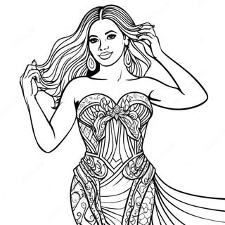 Pagina Da Colorare Di Beyonce Con Abito Scintillante 97674 36640