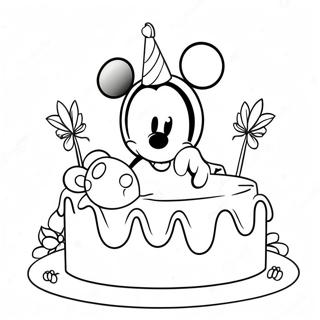 Pagina Da Colorare Di Topolino Con Torta Di Compleanno 98778-37538