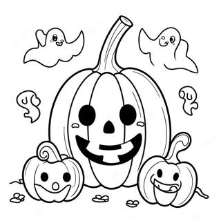 Pagina Da Colorare Di Zucca Spaventosa Con Fantasmi 99059 37763